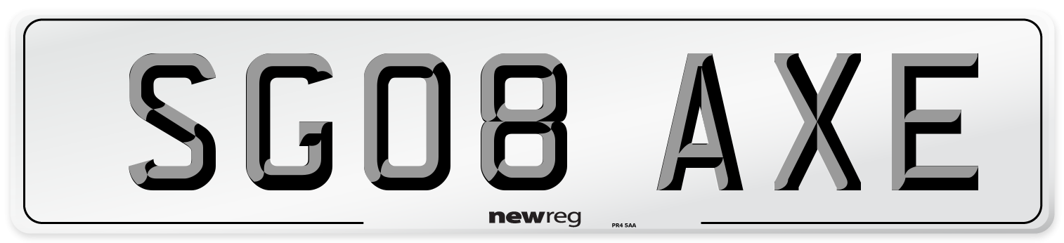 SG08 AXE Number Plate from New Reg